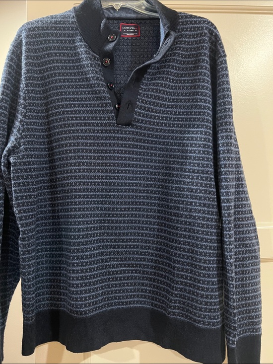 UNTUCKit Other - UNTUCKit Men's Navy Patterned Zip-Up Henley Sweater